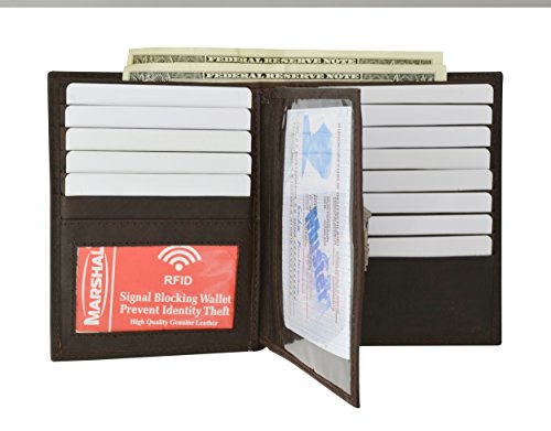 RFID Blocking Bifold Hipster Multi Credit Card ID Holder Wallet Premium Leather (Brown)