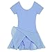 Arshiner Girls Ballet Leotard with Chiffon Tutu Skirt Dance Wear Short Sleeve Toddler Ballerina Outfit Dress Blue