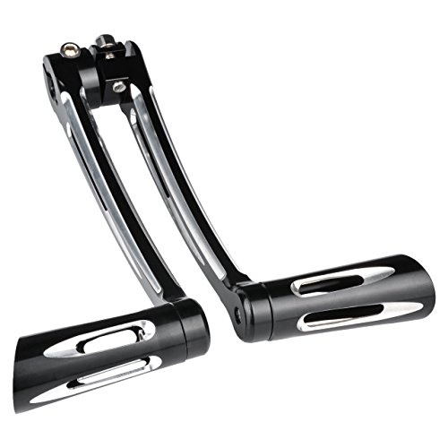 TUINCYN Motorcycle CNC Deep Cut Heel Toe Levers with Front Rear Shift Levers Shifter Pegs Black Chrome for Harley Touring FLT FLH 1997-2017