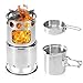 Portable Camping Stove, Kekilo Backpacking Stove 3 in 1 Wood Burning Stove Kit Lightweight Double Wall Stainless Steel Wood Stove Camping with Mesh Bag for Camping BBQ Picnic Hiking
