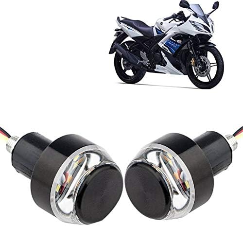 BLP Motorcycle DRL/Turn Signal Handle Bar End LED Light Blinker Indicator for Royal Enfield/Avenger/Pulsar/Karishma-ZMR/CBR/CBZ/Apache RTR/Hornet/Unicorn-(All Models)ย (White-Blue)