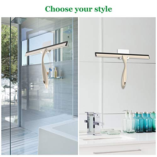 LPOLER Shower Squeegee, All-Purpose Stainless Steel Shower Cleaner for Shower Doors, Bathroom, Window, Mirror and Car Glass, Longer Handle with Hook and Screwdriver - 14 Inches (Gold) - Thumbnail 4