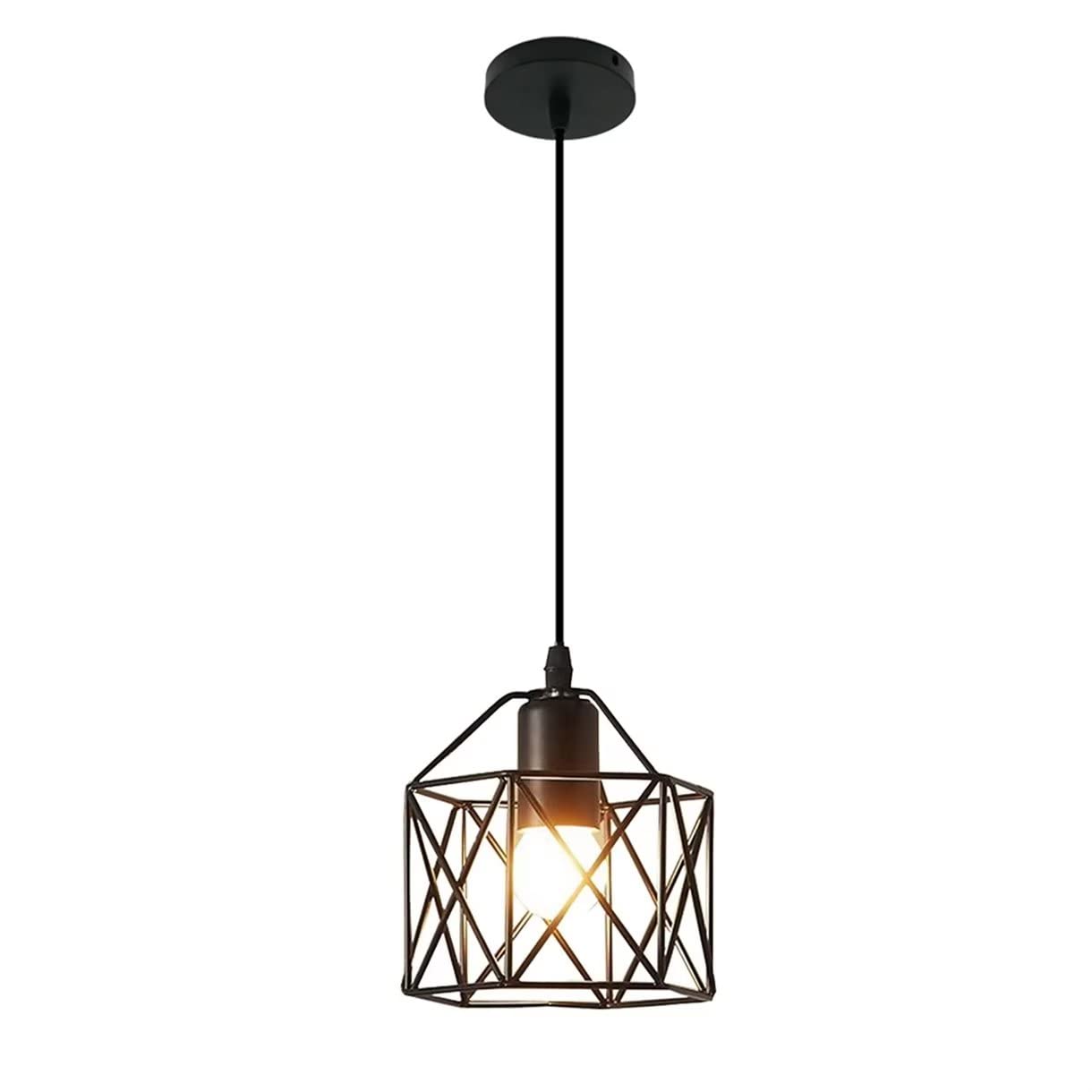 WQCSH Moderne The Minimalist Chandelier Creative Simple Geometric Design Dining Room Living Room Kitchen Office The Bar Decorate Industrial Wind Small Chandelier 15CM - (Black)