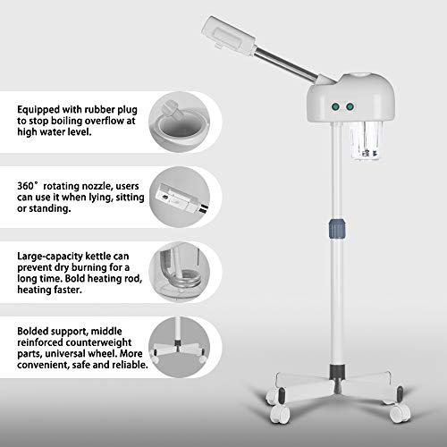 AceFox Professional Ozone Facial Steamer with Hot Mist Function, Stand Facial Steamer On Wheels