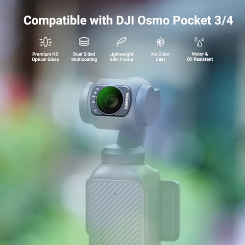 NEEWER Variable ND Filter Compatible with DJI Osmo Pocket 3 & Creator Combo Accessories, Magnetic Multicoated ND2-32 Neutral Density Action Camera Lens Filter with Screen Protector & Case