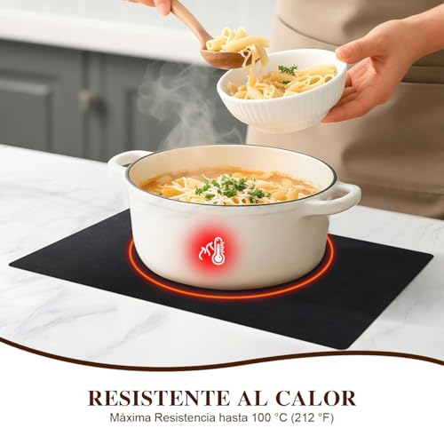 Manteles Individuales para Mesa de Piel, Set de 6 Manteles Individuales y Portavasos, Tapetes para Mesa de Comedor Impermeable, Resistente al Calor, Mantel Individual para el Hogar, Hotel (Negro)
