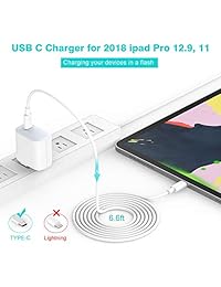 USB C Charger - 18W Fast Wall Charger for 2018 iPad Pro 12.9, 11, Google Pixel, Pixel 2, Pixel 3, Pixel XL, LG G7 G6 G5 V30, Galaxy S10, S9, S8, Moto Z, Foldable, LED Indicator, 6.6ft USB C to C Cable
