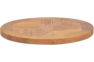 vidaXL Solid Teak Wood Round Table Top-15.7" Diameter, 1" Thick, Fine-Sanded, Weather, Durable, Versatility and Easy to Clean