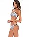 Blooming Jelly Women's Racer Back Print String Bikini Sporty Swimsuit Bathing Suit