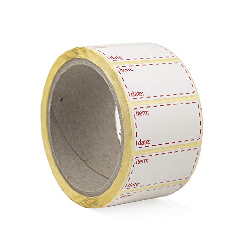 Palucart 500 x Freezer Labels on roll Size 50 x 25mm, White and red Date Labels for Food self Adhesive