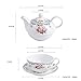 MALACASA Tea for One Set Teapot 11 Ounce and Cup 8.4 Ounce Porcelain Teacup and Saucer Set with Lid and 6 inch Saucer, Blue - Series Sweet Time