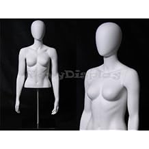 Cabeza de huevo de fibra de vidrio Maniquí femenino Torso + Base de metal