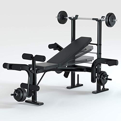 Adjustable MultiFunction Foldable Weight Bench and Fitness Barbell