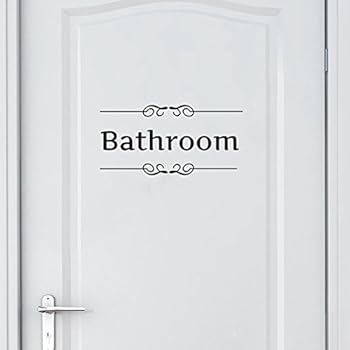 FAVOLOOK English Label Toilet Sticker, Removable Self-Adhesive Door Decals for Bathroom Decoration