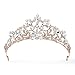 SWEETV Rose Gold Pearl Wedding Tiara for Bride, Crystal Tiaras and Crowns for Women, Princess Tiara Costume Crown for Birthday Party Prom