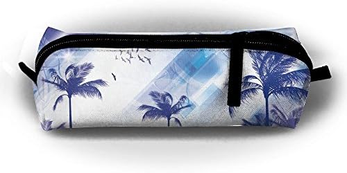 Tropical Palm Tree Silhouette Unisex Stationery Pouch Zipper Cosmetic Bags Cylindrical Purse