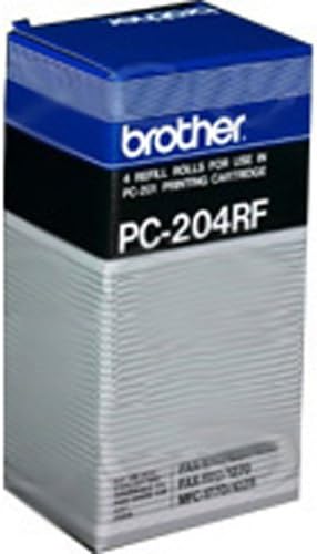 BROTHER PC-204RF Printing Cartridge Refill Roll, 4 Rolls Pack, Genuine Supplies Black, PC204RF
