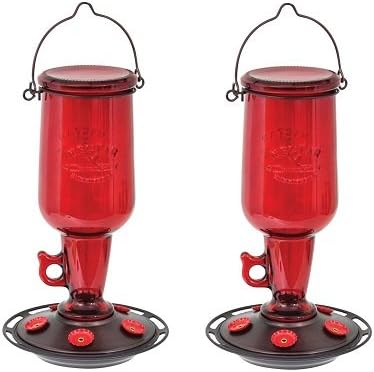 More Birds Hummingbird Feeder Vintage Red Glass Jug, 23-Ounce Hummingbird Nectar Capacity (2-Pack)
