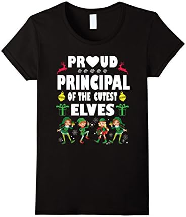 Womens Proud Principal Of The Cutest Elves Merry Christmas T-Shirt Large Black