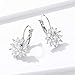 BAMOER 18K White Gold Plated Cubic Zirconia Snowflake Lever Back Earrings for Women Girls CZ Jewelry Stud Fashion Earrings 3 Style White Gold & White CZ