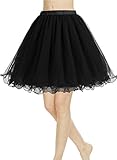 Tideclothes Women's Short 6 Layer Midi Tulle Tutu Prom Party Skirt