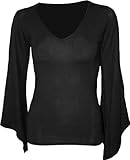 Spiral - Womens - GOTHIC ELEGANCE - V Neck Goth Sleeve Top Black