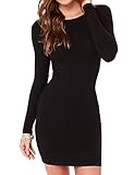 Haola Women's Sexy Casual Long Sleeve Short Dress Mini Dress L Black