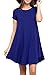 VIISHOW Women's Short Sleeve Casual Loose Beach Vacation T-Shirt Dresses (M, Royal Blue)
