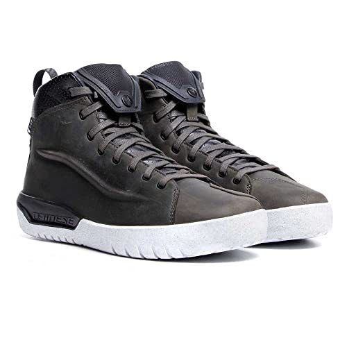 Dainese Metractive D-WP Shoes, Leather Waterproof Motorcycle Sneakers, Men, Smoke-Green/White, 41