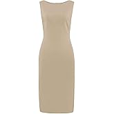 Hobemty Women's Sleeveless Sheath Dress Boat Neck Casual Office Pencil Dresses