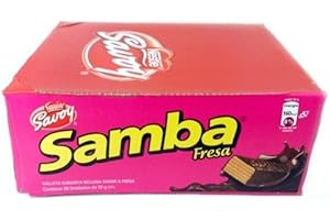 WXSHUOYU Samba Fudge Covered Wafer Filled with Strawberry, 20 units of 32gr/1.12oz