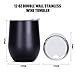 Insulated Wine Tumbler, 12 OZ Double Wall Vacuum Insulated Stemless Tumbler, Rose Gold Stainless Steel Cup for Coffee, Wine, Cocktails, Ice Cream -Black