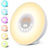 HOOMILY Sunrise Alarm Clock, Wake Up Light LED Digital Clock for Bedrooms with Touch Control 7 Colors Light, 6 Natural Sounds, FM Radio and Snooze/Sunset Simulation
