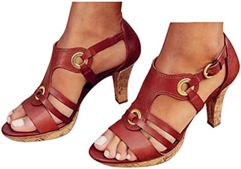 High Heel Sandals Womens Summer Elegant Buckle Strap Ankle Peep Toe High Heel Sandals Shoes by Gyouanime
