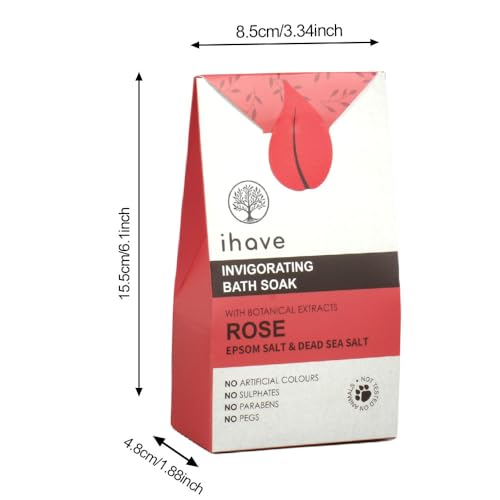 IHAVE EPSOM SALT & DEAD SEA SALT BATH SOAK WITH ROSE ESSENTIAL OILS, PORTABLE BATH SALTS UNIQUE SPA GIFTS FOR HER, IDEAL ANNIVERSARY, BIRTHDAY GIFTS FOR WOMEN, MOM, WIFE, GIRLFRIEND, SISTER, FRIENDS