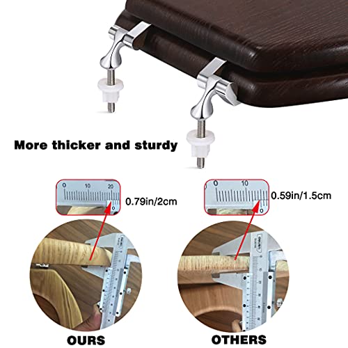 Wood Toilet Seat, Round Toilet Seats for Standard Toilets, Durable Chrome Hinges, Natural Wood