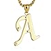 HZMAN Mens Stainless Steel Alphabet Initial Letters Pendant Necklace 2 Colors Gold Silve from A-Z