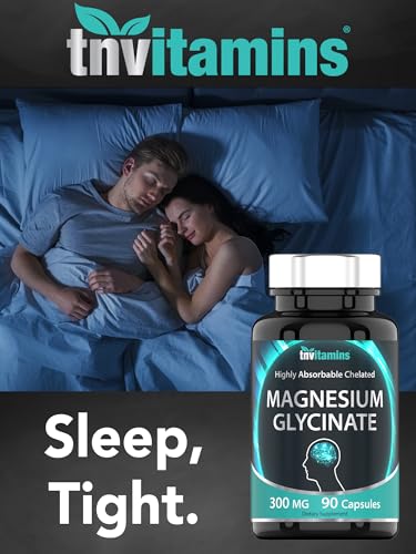 tnvitamins Magnesium Glycinate 300mg, 90 Capsules | High Absorption Chelated Magnesium for Sleep, Calm & Muscle Support* | Non-GMO, Gentle, Non-Laxative | TNVitamins