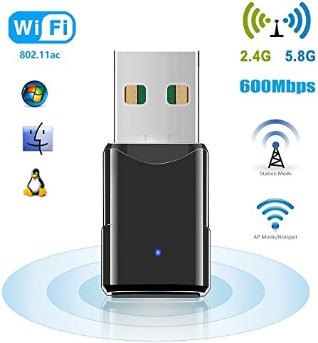 USB Wifi Adapter, 600Mbps Dual Band 2.4G/5.8G Mini Wireless Network Dongle/Adapter Network Card for Desktop Laptop PC Support Windows XP/Vista/7/8/10, Linux 2.4/2.6 and Mac OS X 10.4-10.11
