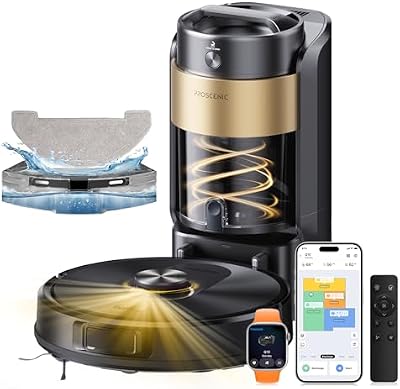 Q20 Plus Saugroboter mit Wischfunktion, 10000Pa 200min Staubsauger Roboter mit Beutellose Entleerungsstation, 3-in-1 Saug und Wischroboter für Tierhaare, Teppiche, Hartböden, Schwarz