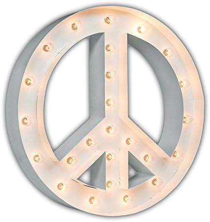 Vintage Marquee Lights 24" UL-Approved Peace Sign Lamp and Hanging Bracket