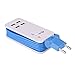 Europe USB Power Strip with 4 Ports USB Charging Station Outlets 5V 2.1A-1A 21W Universal Socket EU Plug 100V-240V Compact 5ft Extension Cord Portable Electric Power Strip for Traveling (Blue)