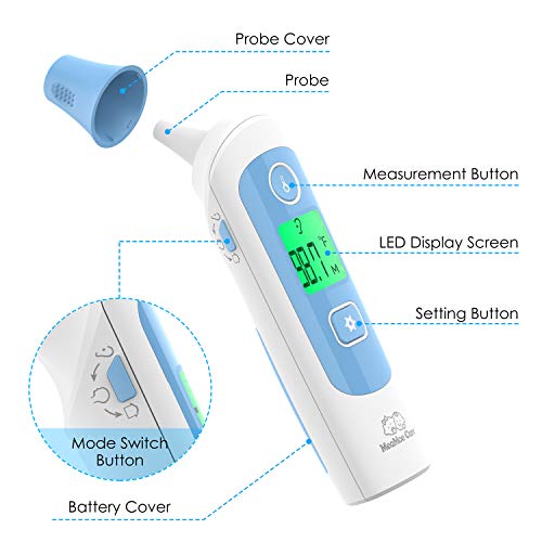 Baby Forehead and Ear Thermometer for Fever, Medical Infrared Thermometer for Baby Kids Adults and Object, Accurate and Consistent, 32 Memory Recall FDA Approved