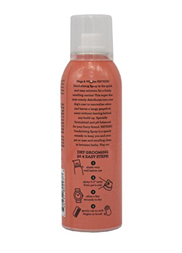 Wags & Wiggles Refresh Deodorizing Aerosol Dog Spray in Zesty Grapefruit | Dog Grooming Deodorizer Spray, 3.5 Ounces