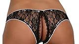 Cruiize 3 Pack Womens Splice Sexy Lace Crotchless G-String Panty black M