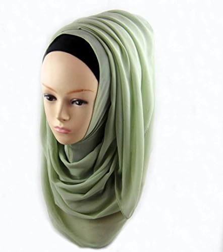 Gift for Friends, Egmy 1PC Women Chiffon Long Scarf Muslim Hijab Arab Wrap Shawl Headwear wholesale (A)