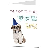 Funny Happy Birthday Card Dog Shih tzu Joke For Men Women Friends