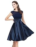 Ever Pretty Bowtie Round Neck Ruffles Satin Women Cocktail Dress 06113