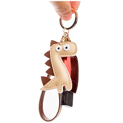 MUAMAX Dinosaur Key Chain for Women Clip Hook Keyring Novelty Gift for Kids Mother Sister Girlfriend Leather Bag Purse Wallet Accessories (brown) - Thumbnail 2