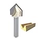 HUHAO CNC Router Bits 1/4 Inch Shank V Groove Coated Carbide Cutting Tool 90 Degree 3/4 Cut Dia for Wood